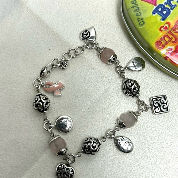 Brighton Power of Pink 2007 Charm Bracelet Silver Plated 9" & Small Tin - Picture 4 of 10